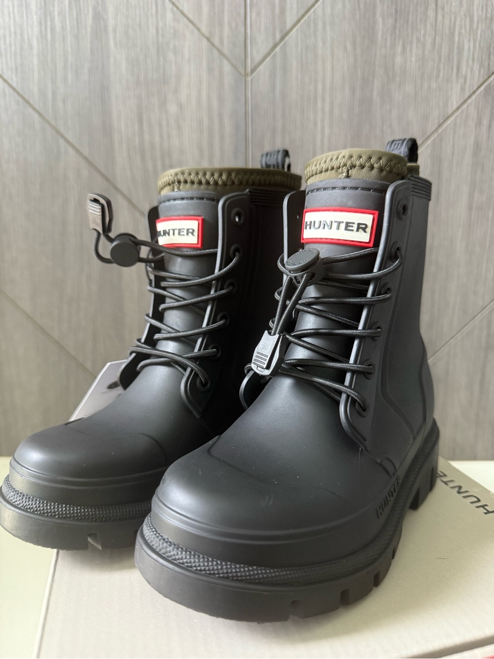 Hunter Kids' Stamp Waterproof Lace-Up Rain Boot - Picture 2 of 4